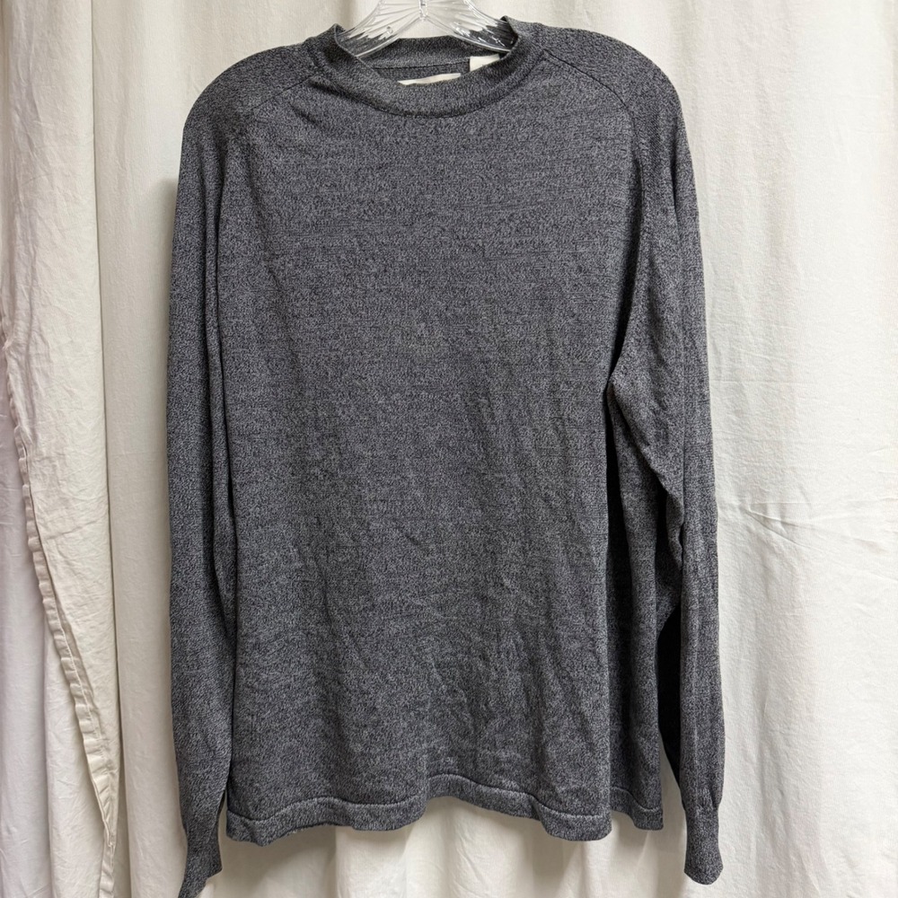 Pronto Uomo Mens XL Gray 100% Silk Crew Neck Long Sleeve Knit Sweater Pullover